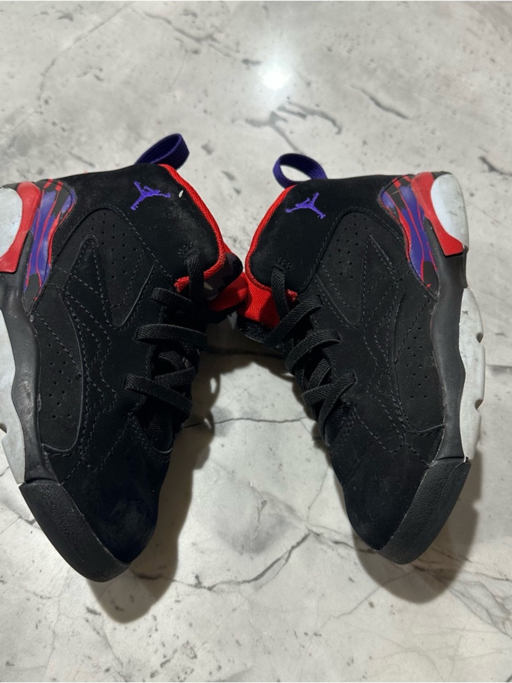 Jordan Nike Kids 10 Black Sneakers Red Purple Accents suede leather tennis shoe - Picture 4 of 5